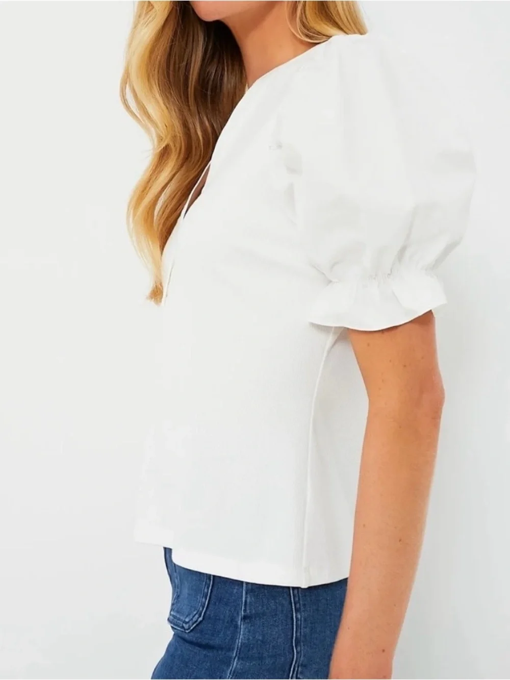White Livia Puff Sleeve Top